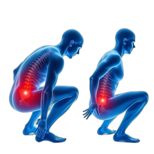 second, image, shows, same, person, squatting, position, but transparent PNG cut-out