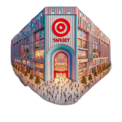 concept art, lively, colorful, building, word, target, prominently, displayed transparent PNG cut-out