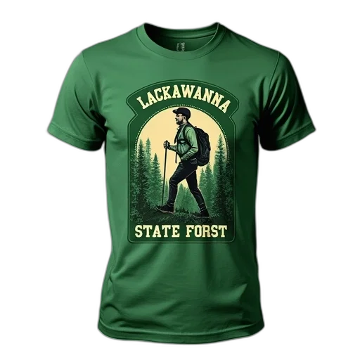 green, t-shirt, words, lackawanna, state, forest, stylized, illustration transparent PNG cut-out