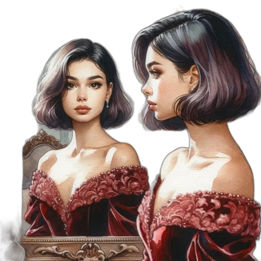 jewelry, face, dress, hair, fantasy art, concept art, oil painting, comic book art transparent PNG cut-out