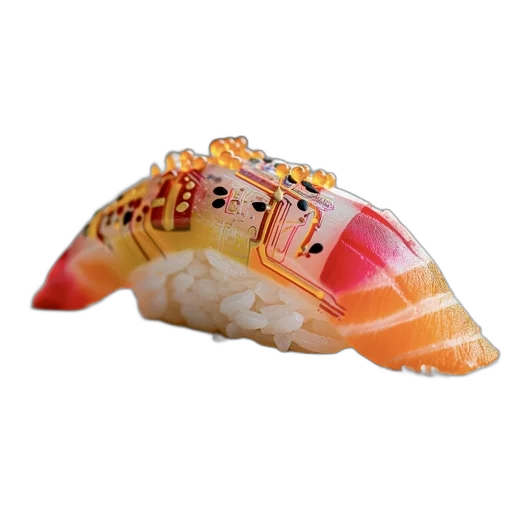 food, jewelry, shoes, hat, photorealistic, 3d render, sushi, nigiri transparent PNG cut-out
