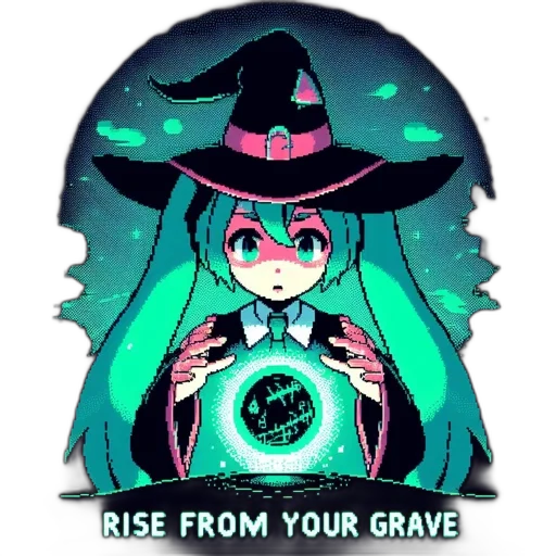 hat, dress, creature, pixel art, vaporwave, anime, concept art, dark transparent PNG cut-out