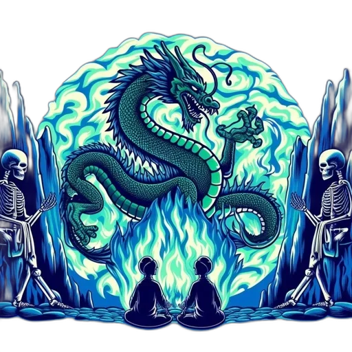 dragon, sword, staff, fantasy art, concept art, pixel art, comic book art, fire transparent PNG cut-out