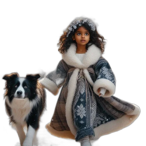 jacket, photorealistic, concept art, 3d render, snow, young, girl, winter transparent PNG cut-out