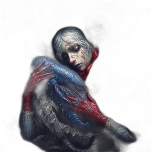 creature, face, mask, weapon, concept art, fantasy art, photorealistic, comic book art transparent PNG cut-out