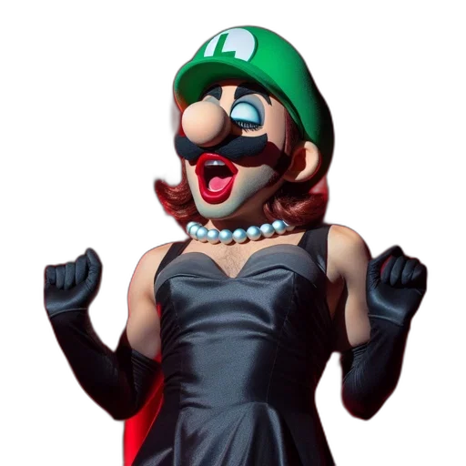 dress, mask, crown, hat, 3d render, concept art, character, wears transparent PNG cut-out