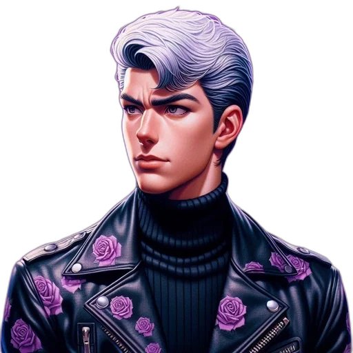 jacket, face, comic book art, pixel art, vaporwave, concept art, dark, monochrome transparent PNG cut-out