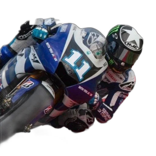 photorealistic, motorcycle, racer, action, wearing, blue, white, suit transparent PNG cut-out