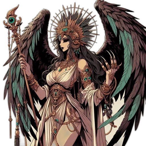 staff, jewelry, fantasy art, concept art, comic book art, pixel art, earth tones, dark transparent PNG cut-out