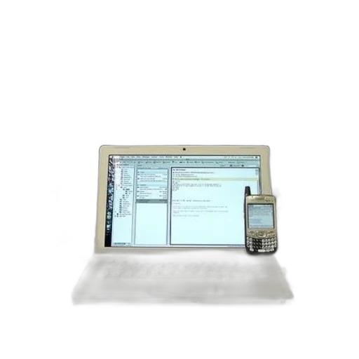staff, 3d render, white, laptop, phone, right, side transparent PNG cut-out