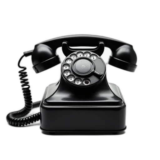 staff, photorealistic, black, rotary, dial, telephone, circular, coiled transparent PNG cut-out