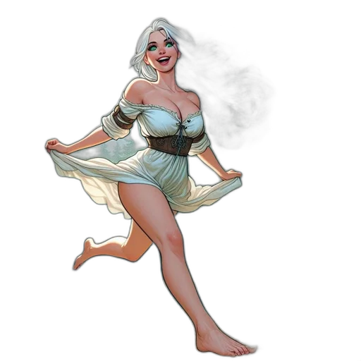dress, staff, concept art, fantasy art, comic book art, pixel art, fog, underwater transparent PNG cut-out