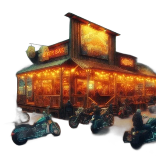 car, furniture, concept art, 3d render, fantasy art, photorealistic, biker, bar transparent PNG cut-out