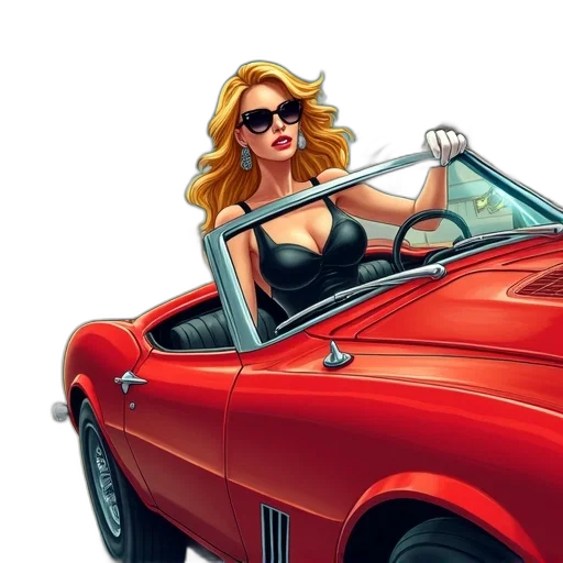 car, comic book art, concept art, cartoon, photorealistic, second, image, comic transparent PNG cut-out
