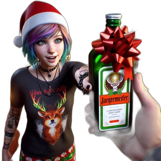 bottle, 3d render, concept art, photorealistic, image, features, festive, scene transparent PNG cut-out