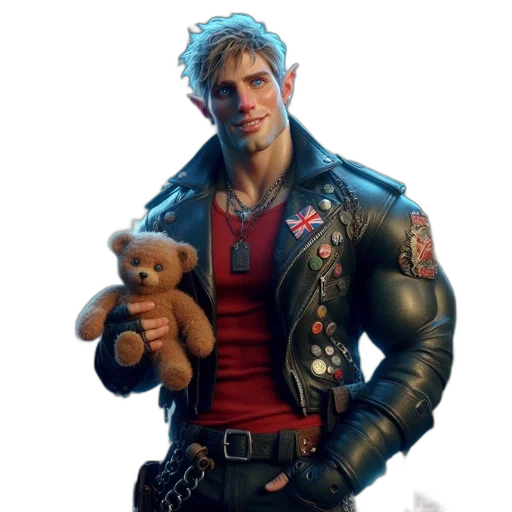 jacket, weapon, animal, concept art, 3d render, cyberpunk, fantasy art, young transparent PNG cut-out