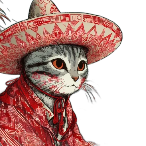 hat, animal, photorealistic, concept art, watercolor, fantasy art, red, expressive transparent PNG cut-out