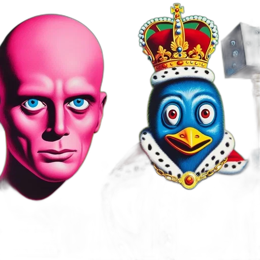 mask, jewelry, crown, face, concept art, vaporwave, surreal, artwork transparent PNG cut-out