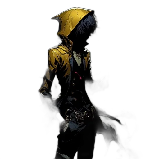 jacket, mask, hat, staff, concept art, comic book art, fantasy art, cyberpunk transparent PNG cut-out