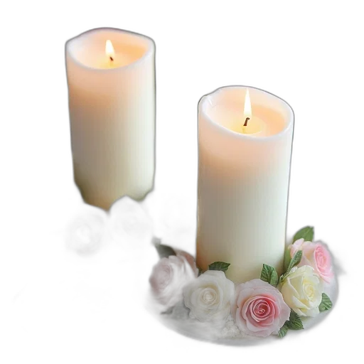 photorealistic, fire, close-up, view, table, two, elegant, floral transparent PNG cut-out