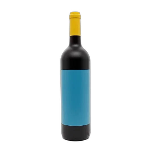 bottle, food, 3d render, photorealistic, blue, dark, wine, label transparent PNG cut-out