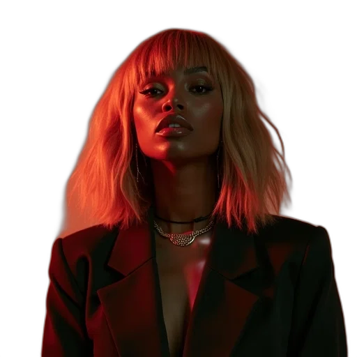 jacket, face, hair, neon lights, mary, blige transparent PNG cut-out
