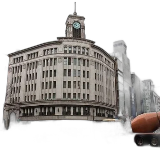 building, car, robot, photorealistic, concept art, 3d render, city street, snow transparent PNG cut-out