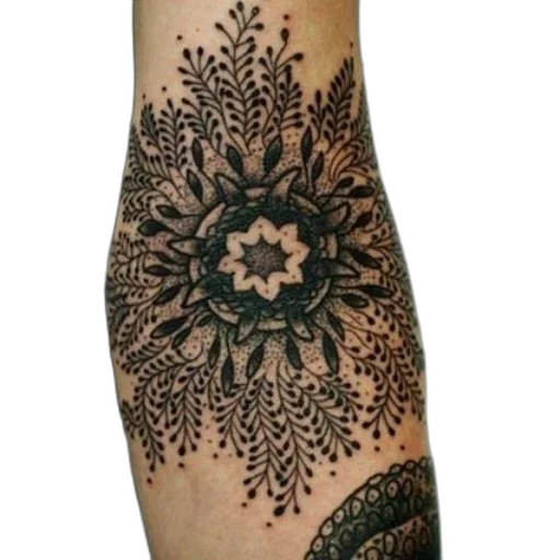 flower, jewelry, photorealistic, dark, detailed, black, mandala, tattoo transparent PNG cut-out
