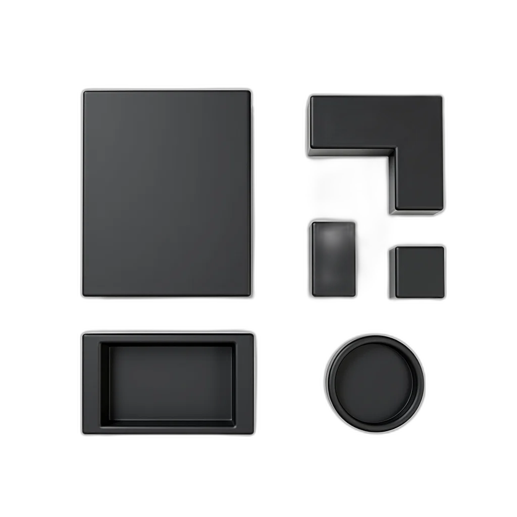 furniture, jewelry, 3d render, concept art, dark, monochrome, earth tones, set transparent PNG cut-out