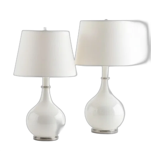furniture, 3d render, photorealistic, pair, white, ceramic, table, lamps transparent PNG cut-out