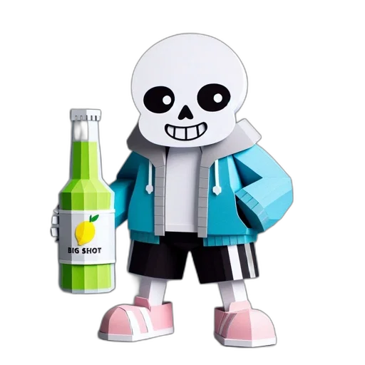 robot, jacket, bottle, creature, concept art, 3d render, pixel art, vaporwave transparent PNG cut-out