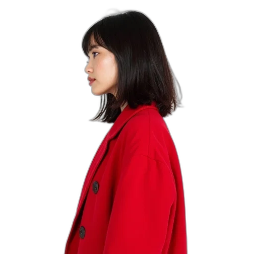 jacket, staff, dress, face, red, monochrome, person, shoulder-length transparent PNG cut-out