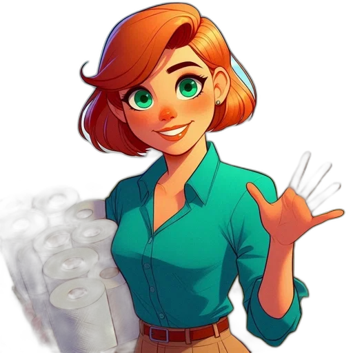 staff, jacket, dress, face, cartoon, concept art, comic book art, pixel art transparent PNG cut-out