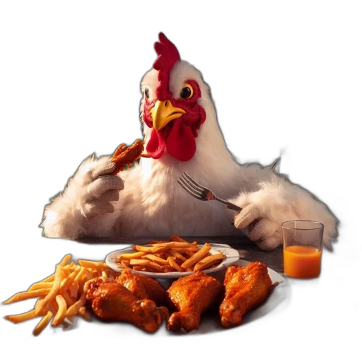 food, animal, photorealistic, concept art, 3d render, pixel art, anthropomorphic, chicken transparent PNG cut-out
