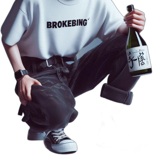 jacket, bottle, photorealistic, concept art, 3d render, oil painting, individual, wears transparent PNG cut-out