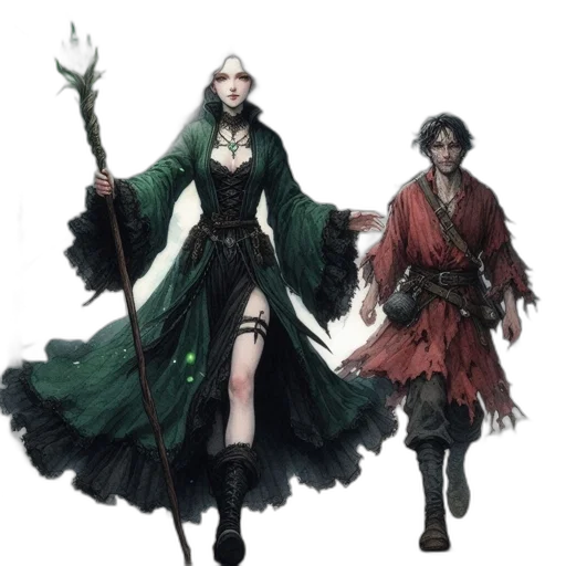 staff, concept art, fantasy art, comic book art, pixel art, green, dark, monochrome transparent PNG cut-out