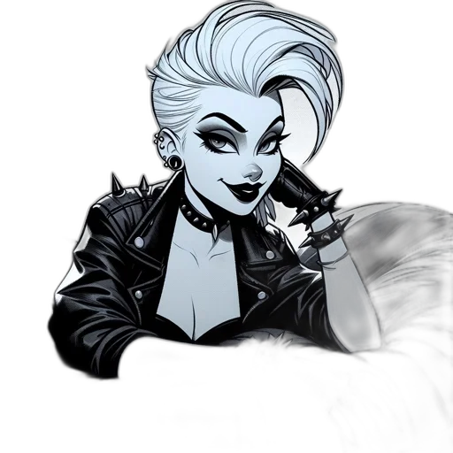 jacket, comic book art, cartoon, concept art, fantasy art, neon lights, monochrome, dark transparent PNG cut-out