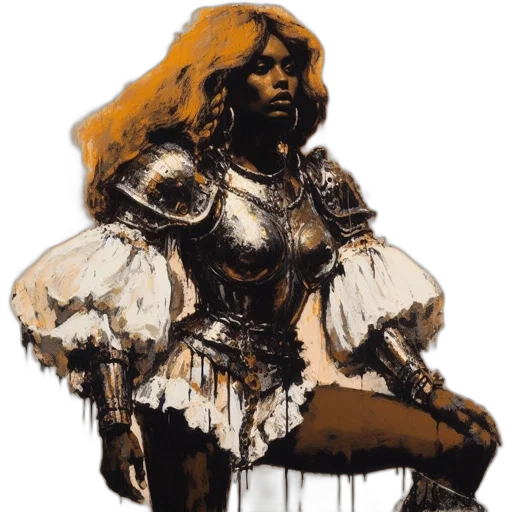crown, dress, sword, weapon, concept art, comic book art, fantasy art, watercolor transparent PNG cut-out