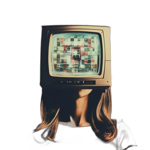 robot, mask, face, hair, pixel art, vaporwave, cyberpunk, cartoon transparent PNG cut-out