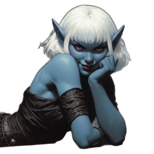 creature, fantasy art, concept art, comic book art, photorealistic, blue, woman, distinctive transparent PNG cut-out