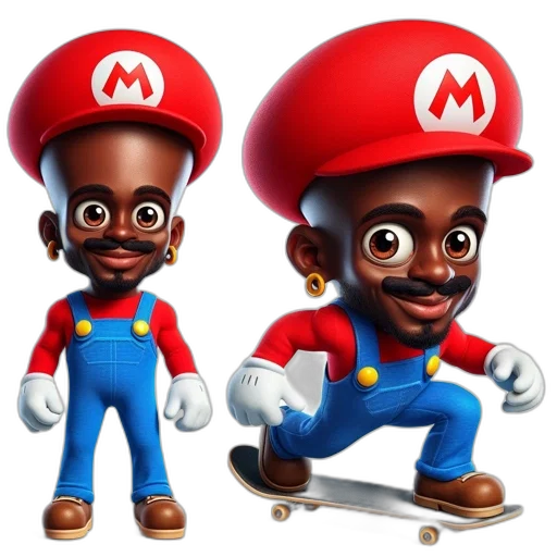3d render, concept art, cartoon, pixel art, two, characters, one, fusion transparent PNG cut-out