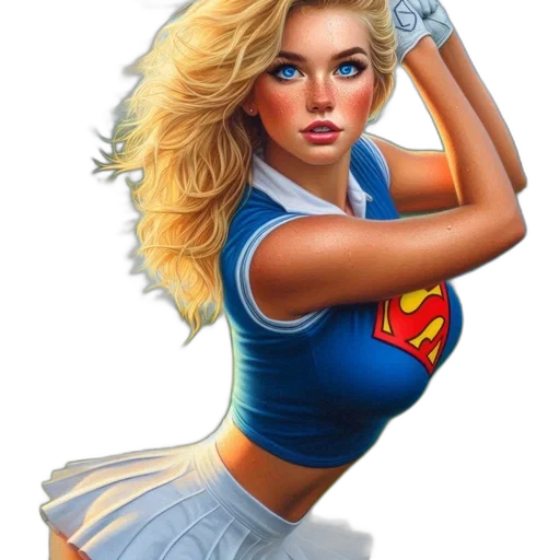 staff, dress, comic book art, fantasy art, cartoon, photorealistic, blonde, woman transparent PNG cut-out