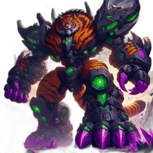 robot, weapon, creature, concept art, fantasy art, pixel art, comic book art, enormous transparent PNG cut-out