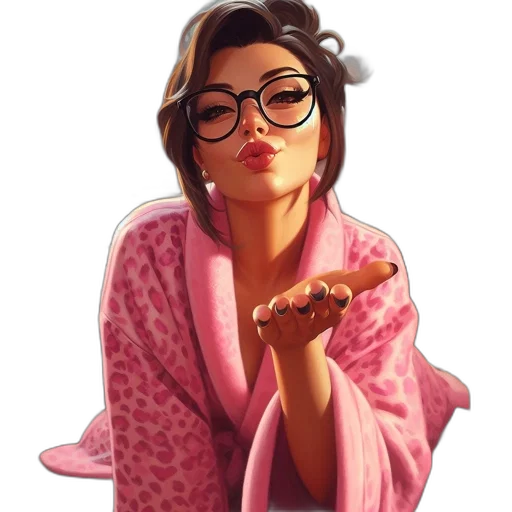 cartoon, photorealistic, concept art, fantasy art, illustration, features, woman, pink transparent PNG cut-out