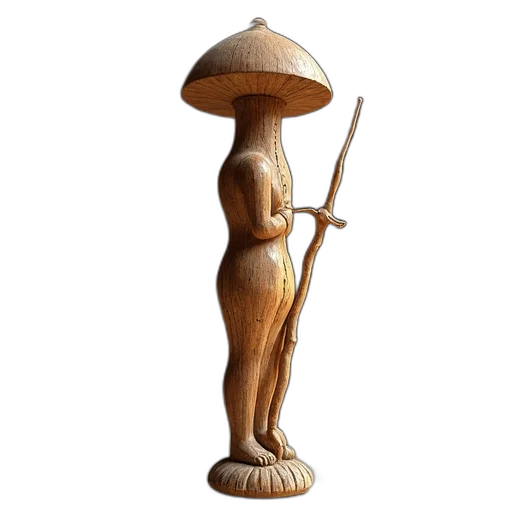 staff, umbrella, hat, sword, 3d render, concept art, wooden, sculpture transparent PNG cut-out