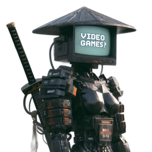 robot, weapon, staff, creature, concept art, cyberpunk, 3d render, pixel art transparent PNG cut-out