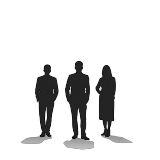staff, stylized, illustration, three, figures, standing, row, word transparent PNG cut-out