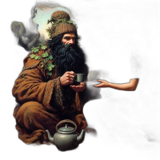 staff, food, concept art, fantasy art, oil painting, photorealistic, fog, forest transparent PNG cut-out