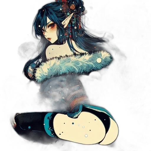 mask, dress, fantasy art, concept art, pixel art, watercolor, fire, blue transparent PNG cut-out