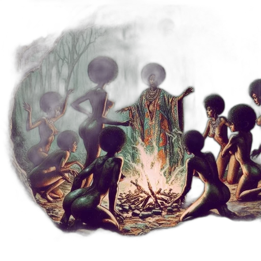 mask, concept art, fantasy art, watercolor, fire, fog, night, forest transparent PNG cut-out
